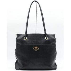 Vintage BURBERRY Tote Bag Leather Black Authentic